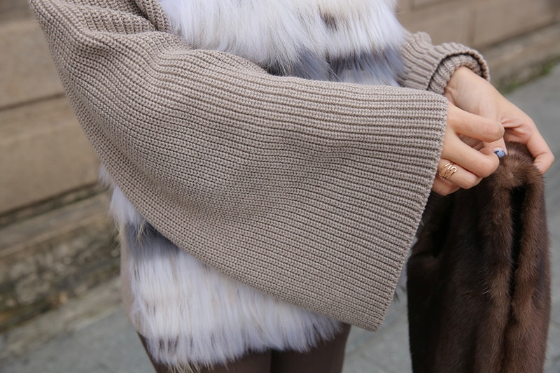 Raccoon Fur Trimmed Sweater Coat 339-5