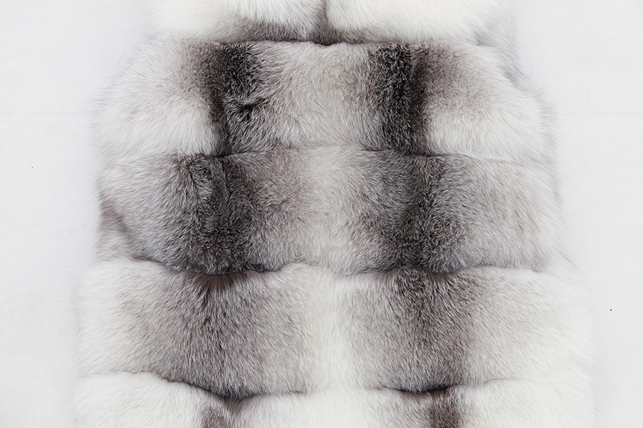 Shadow Blue Frost Fox Fur Hooded Vest 0003-19