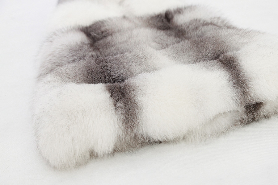 Shadow Blue Frost Fox Fur Hooded Vest 0003-14