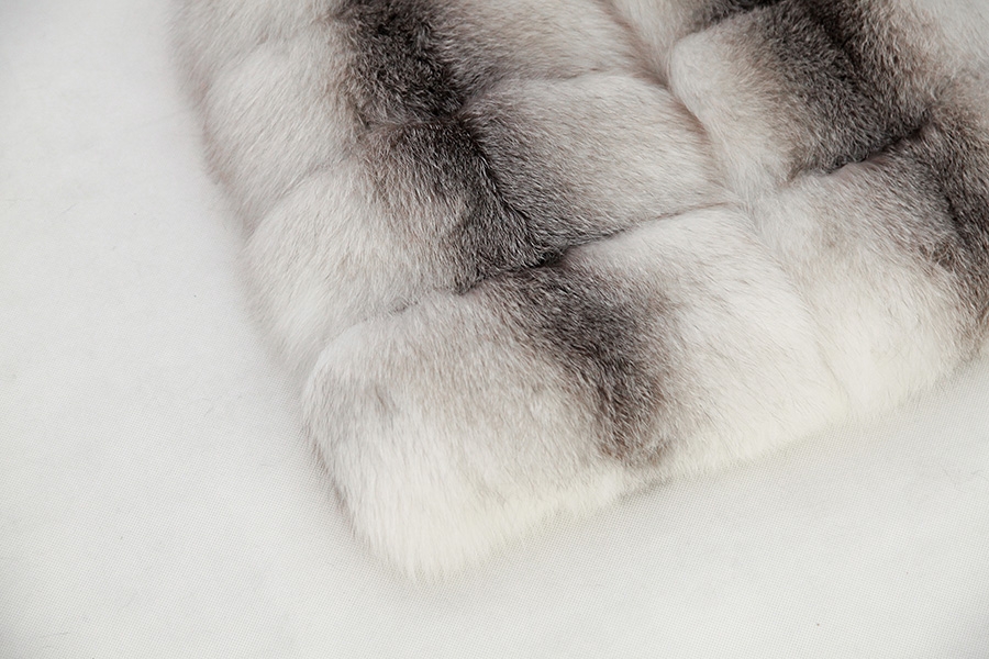 Shadow Blue Frost Fox Fur Hooded Vest 0003-12