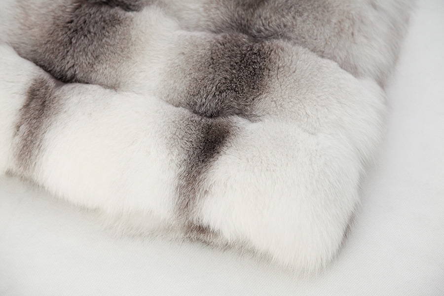 Shadow Blue Frost Fox Fur Hooded Vest 0003-15