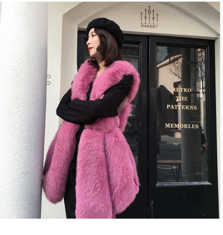 Leather Belt Fox Fur Vest 0032-3