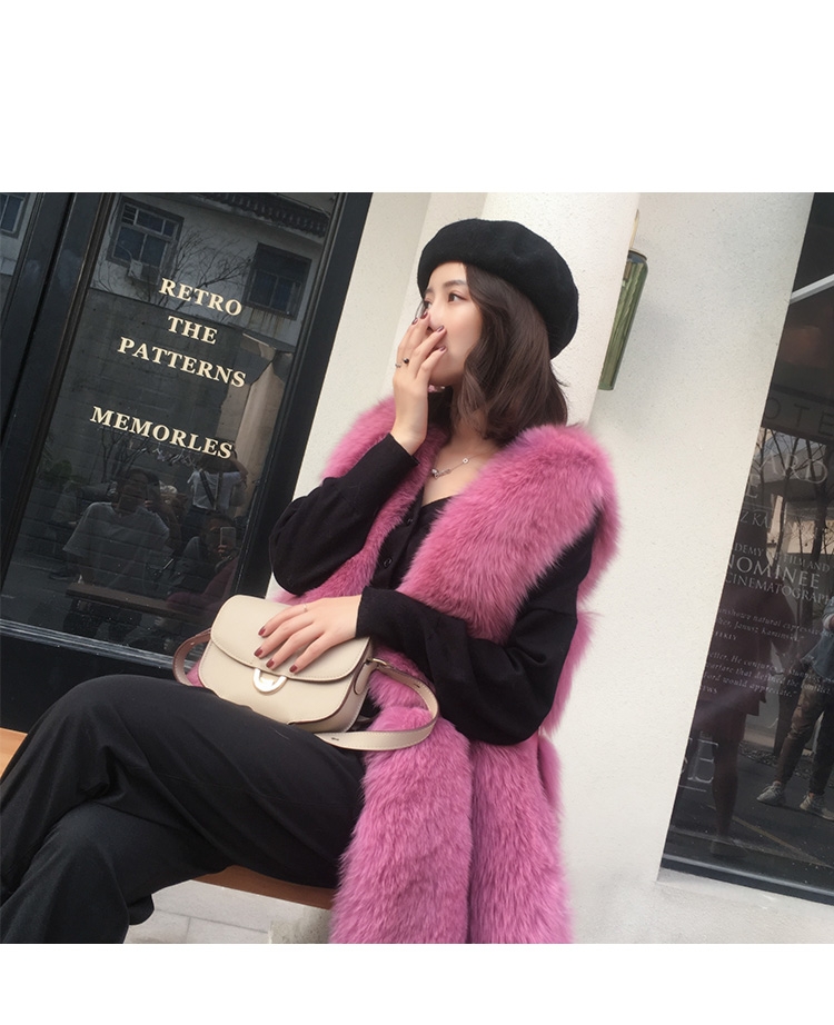 Leather Belt Fox Fur Vest 0032-1
