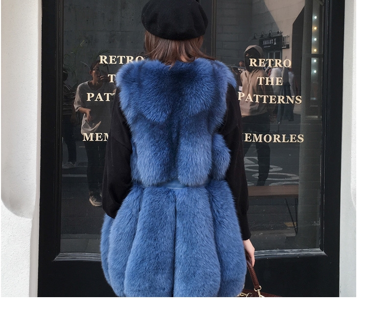 Leather Belt Fox Fur Vest 0032-8