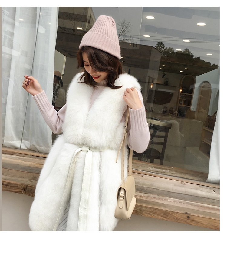 Leather Belt Fox Fur Vest 0032-10