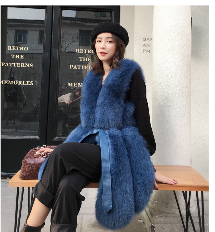Leather Belt Fox Fur Vest 0032-7