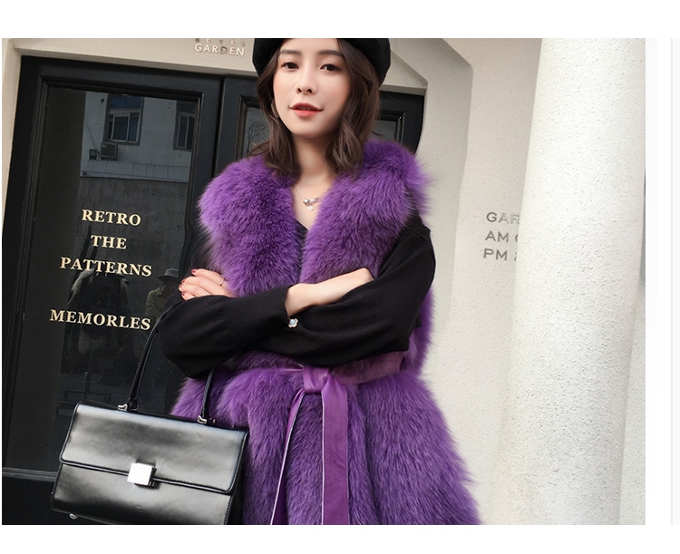 Leather Belt Fox Fur Vest 0032-4