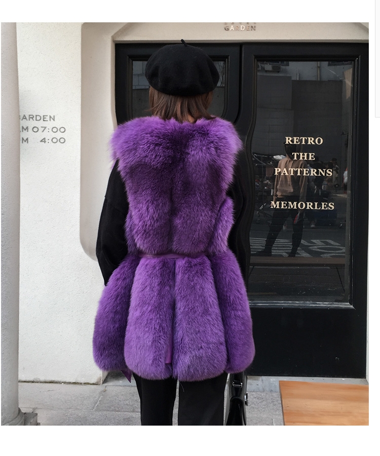 Leather Belt Fox Fur Vest 0032-5