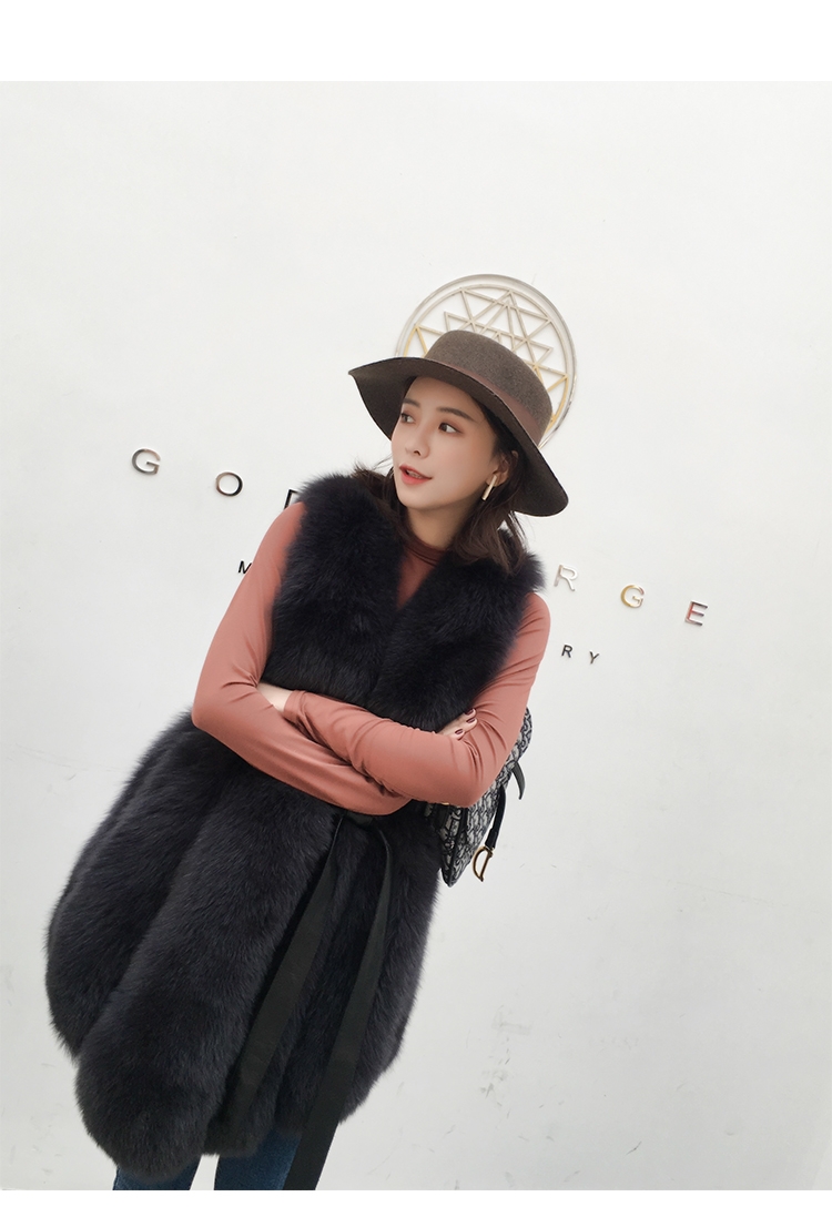 Leather Belt Fox Fur Vest 0032-12