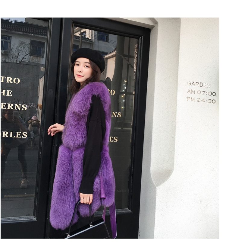 Leather Belt Fox Fur Vest 0032-6