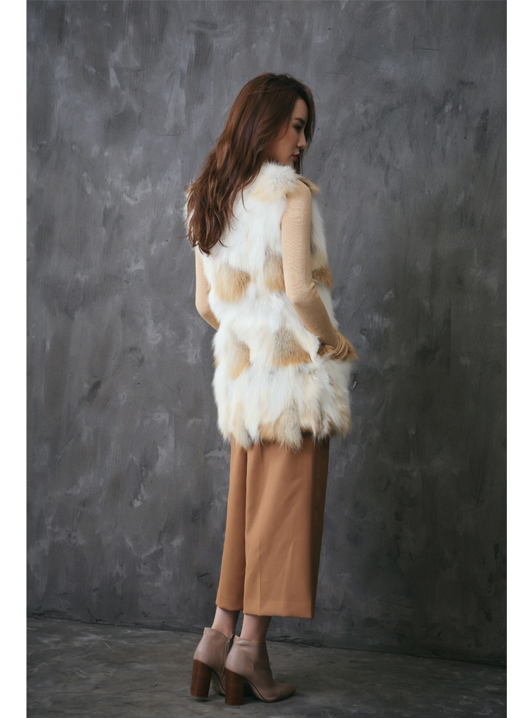 Multicolor Fox Fur Vest Waistcoat 001 Details 5