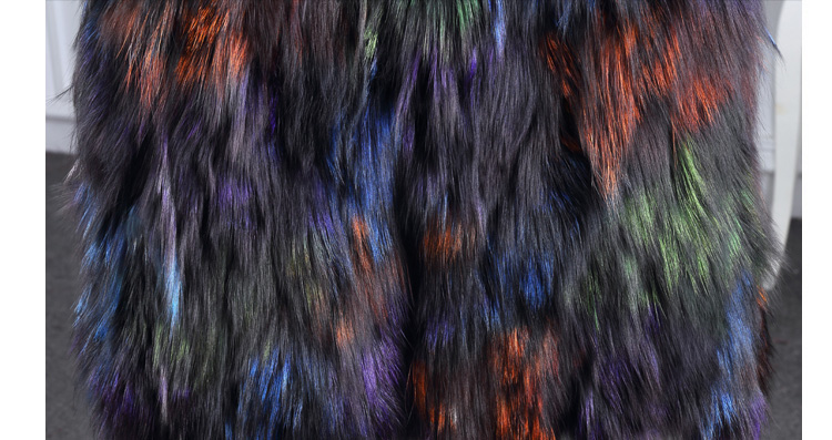 Multicolor Fox Fur Vest Waistcoat 001 Details 10