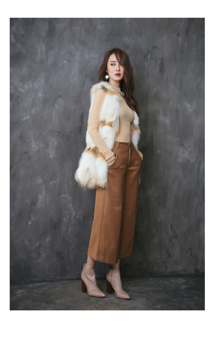 Multicolor Fox Fur Vest Waistcoat 001 Details 3