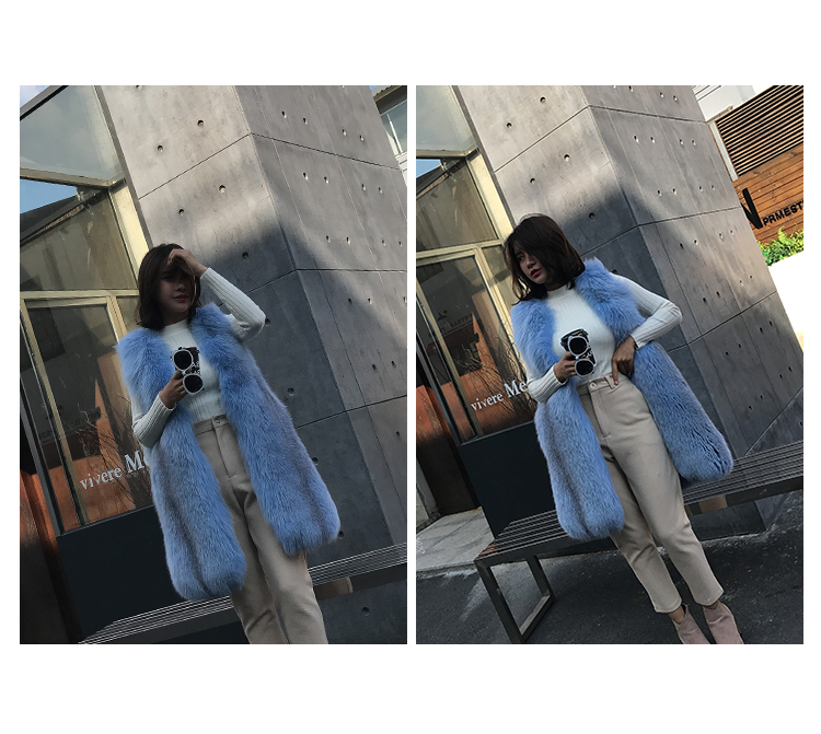 Shadow Blue Frost Fox Fur Vest 009 Details 12