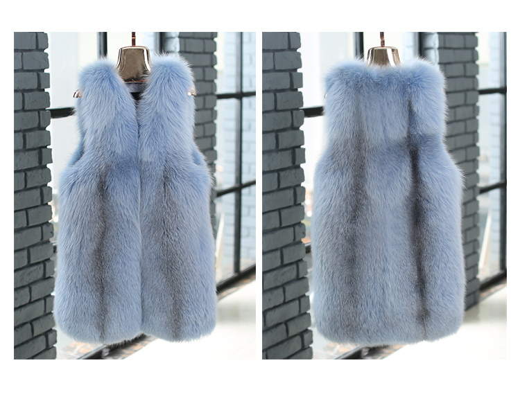 Shadow Blue Frost Fox Fur Vest 009 Details 2