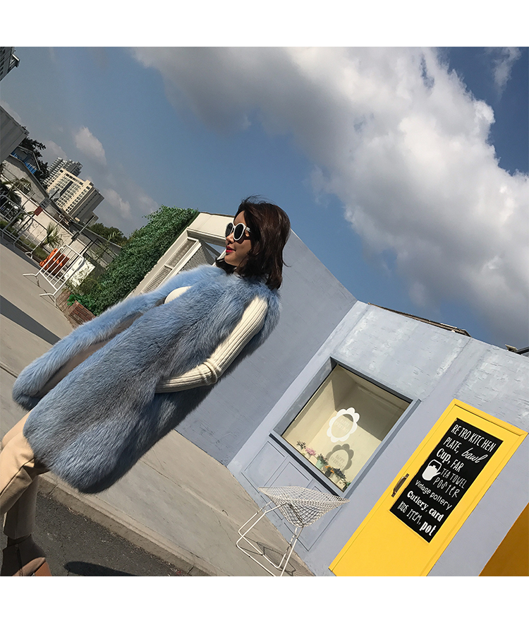 Shadow Blue Frost Fox Fur Vest 009 Details 9