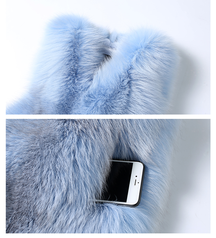 Shadow Blue Frost Fox Fur Vest 009 Details 3