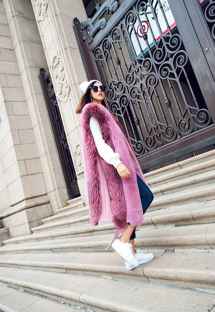 Fox Fur Long Vest 075 Details 8