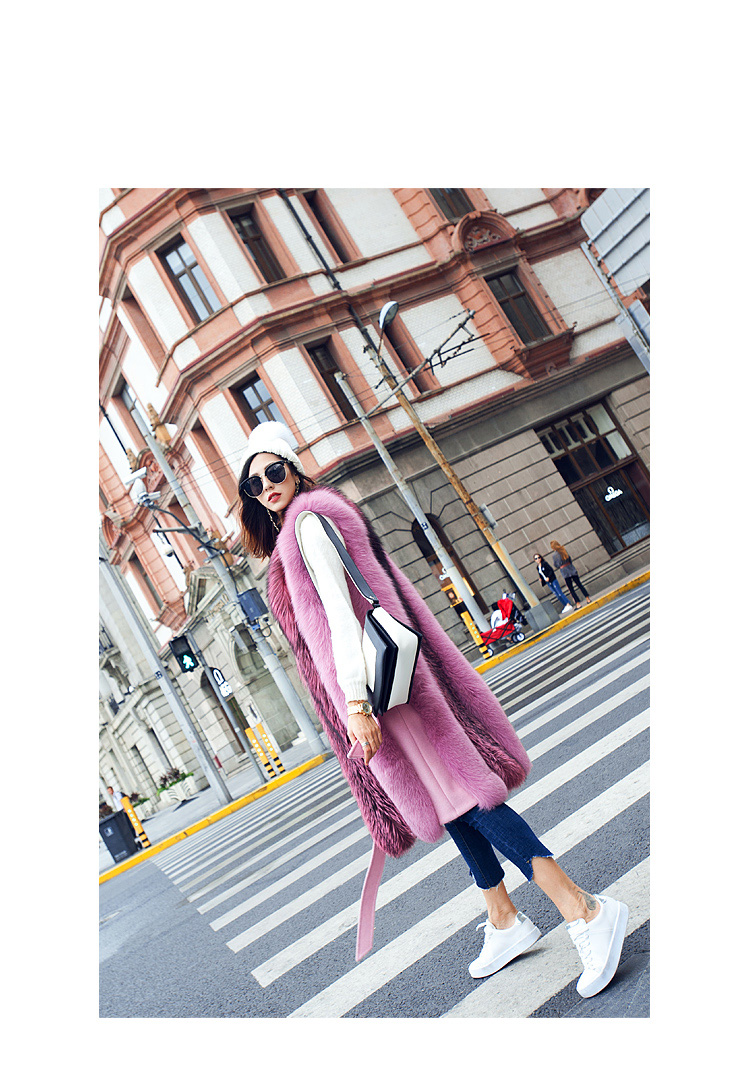 Fox Fur Long Vest 075 Details 5