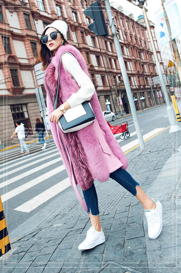 Fox Fur Long Vest 075 Details 2