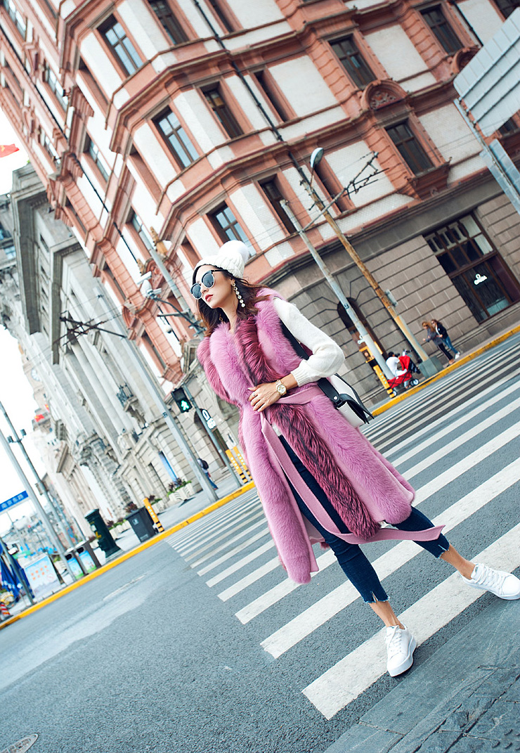 Fox Fur Long Vest 075 Details 12