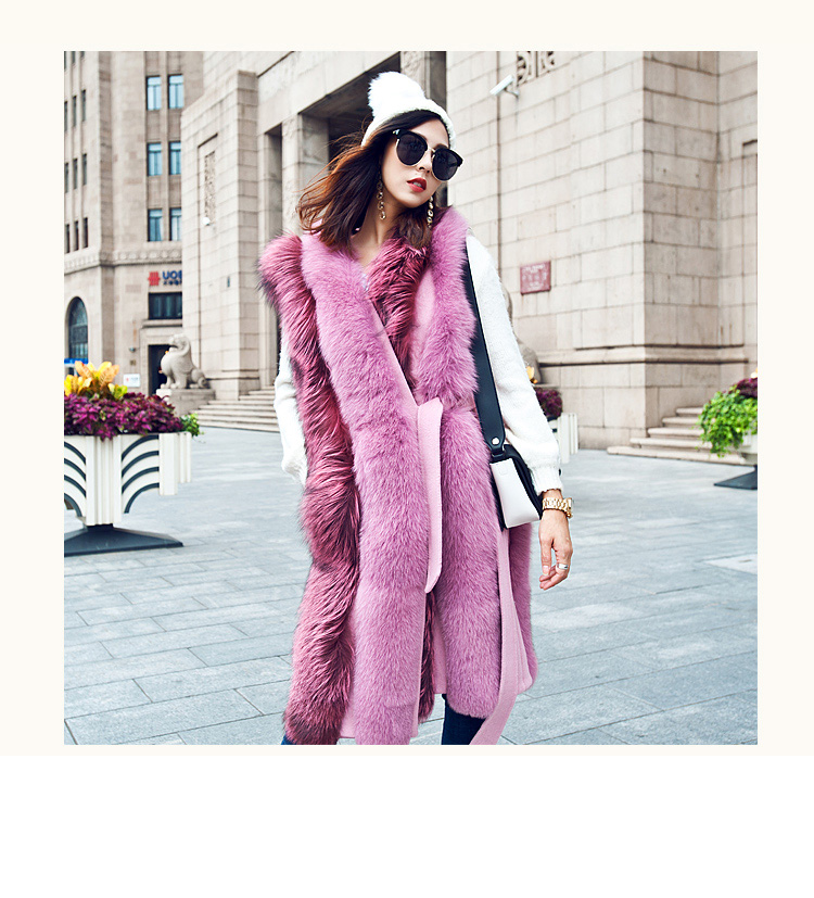 Fox Fur Long Vest 075 Details 3