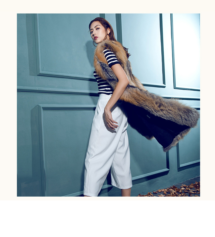 Fox Fur Long Vest 078 Details 1