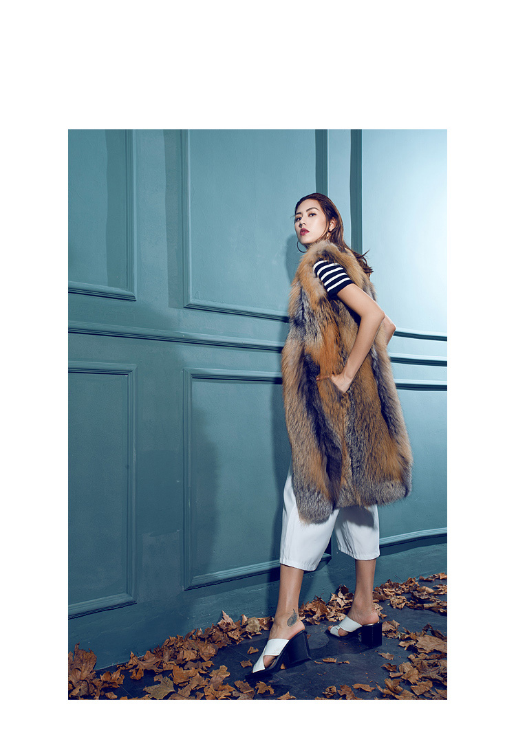 Fox Fur Long Vest 078 Details 2