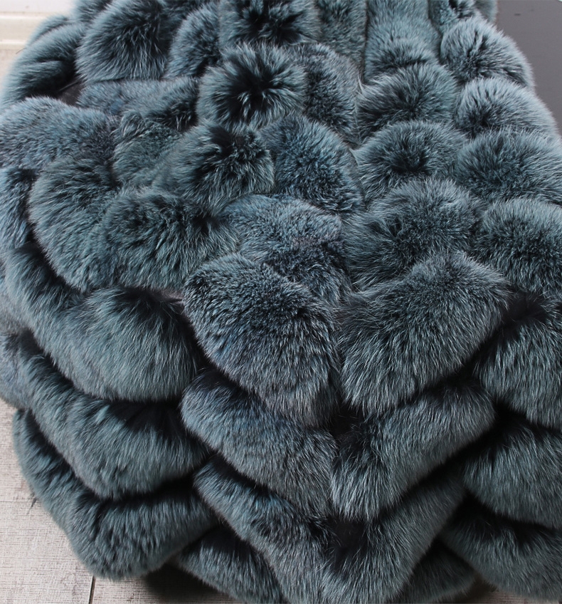 Hooded Long Fox Fur Vest 294-7