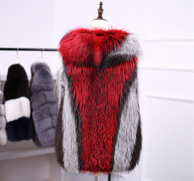 Multicolored Silver Fox Fur Vest 333-3