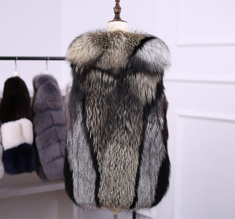Multicolored Silver Fox Fur Vest 333-5