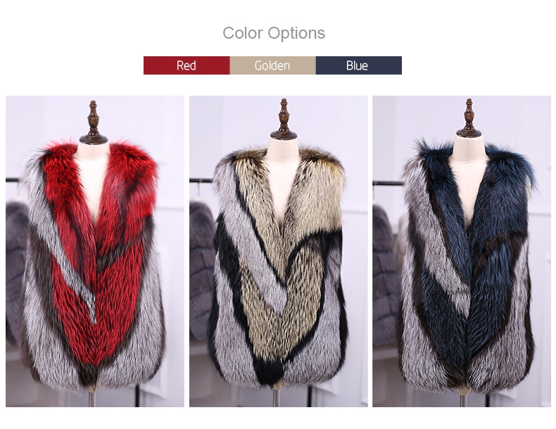 Multicolored Silver Fox Fur Vest 333-1