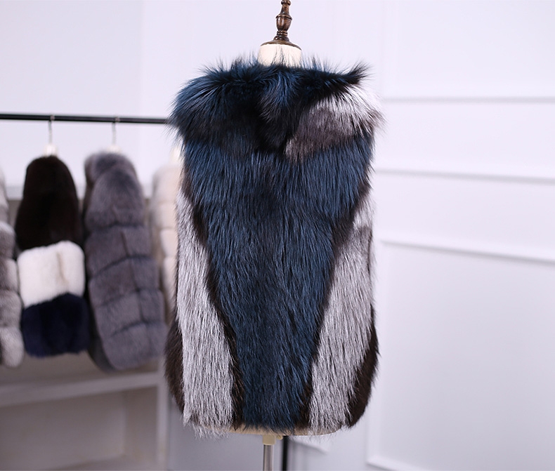 Multicolored Silver Fox Fur Vest 333-7