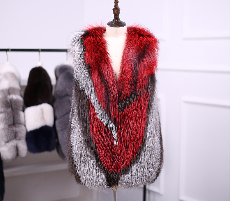 Multicolored Silver Fox Fur Vest 333-2