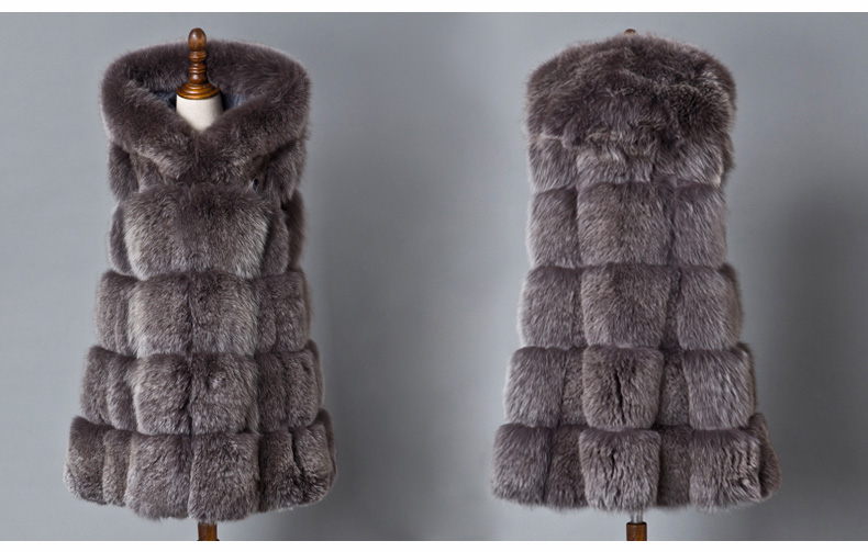 Hooded Fox Fur Vest 917 Details 1
