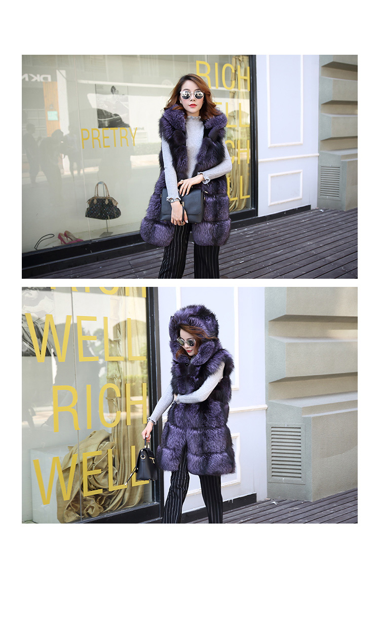 Hooded Fox Fur Vest 994 Details 2