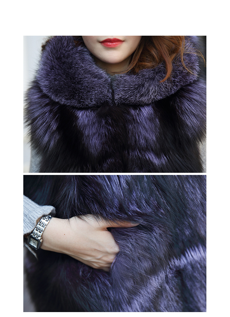 Hooded Fox Fur Vest 994 Details 6