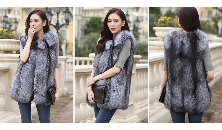 Silver Fox Fur Vest 998 Details 1
