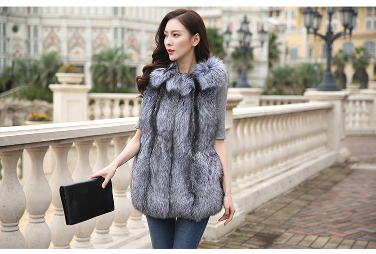 Silver Fox Fur Vest 998 Details 2