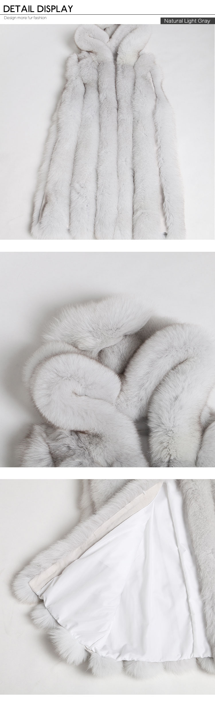Women's Hooded Fox Fur Vest Waistcoat 623f
