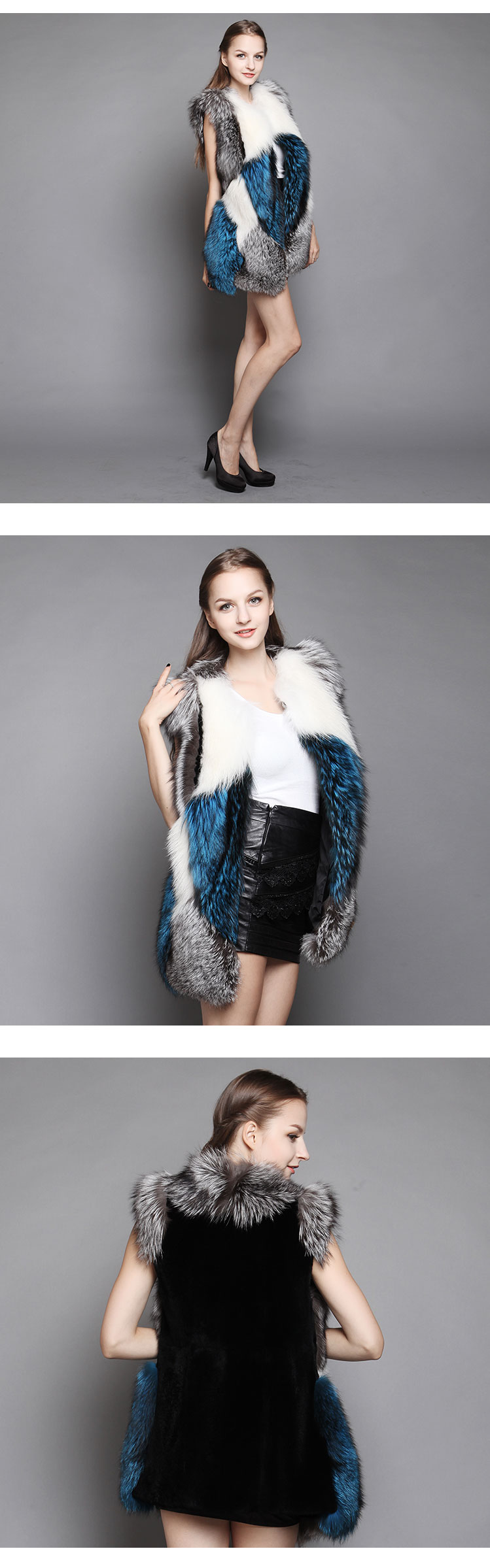 Multicolor Fox Fur Vest Waistcoat 624_6