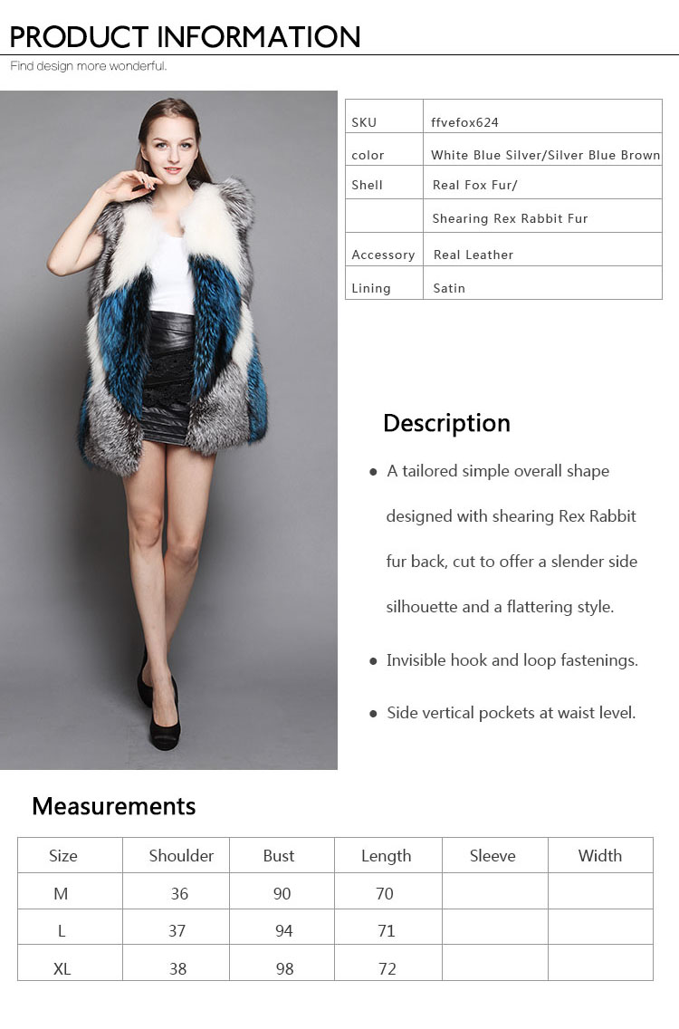Multicolor Fox Fur Vest Waistcoat 624_3