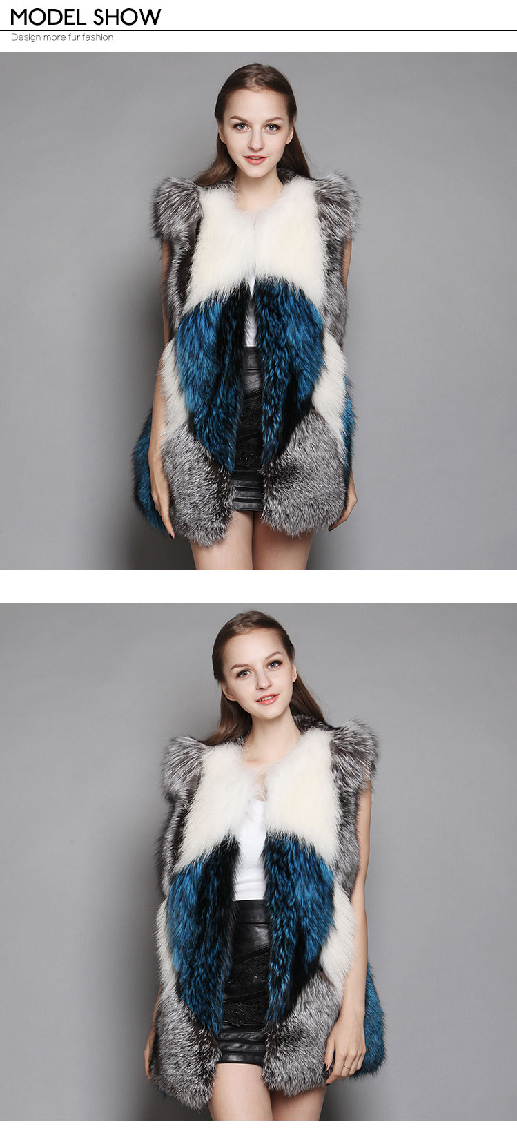 Multicolor Fox Fur Vest Waistcoat 624_5