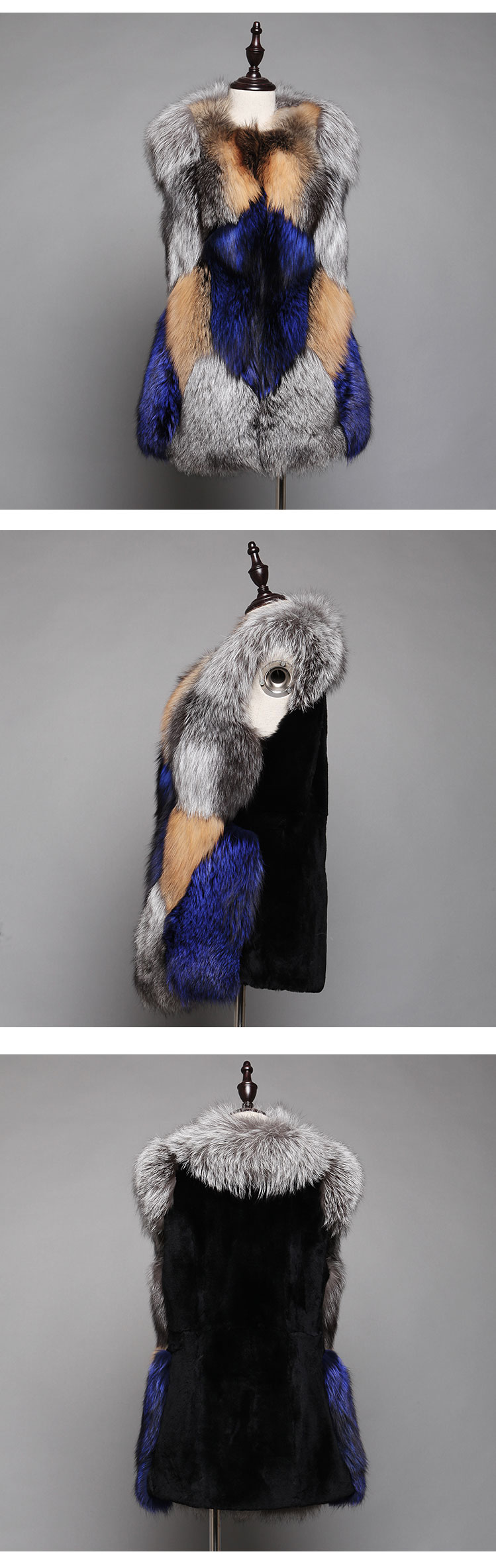 Multicolor Fox Fur Vest Waistcoat 624_10