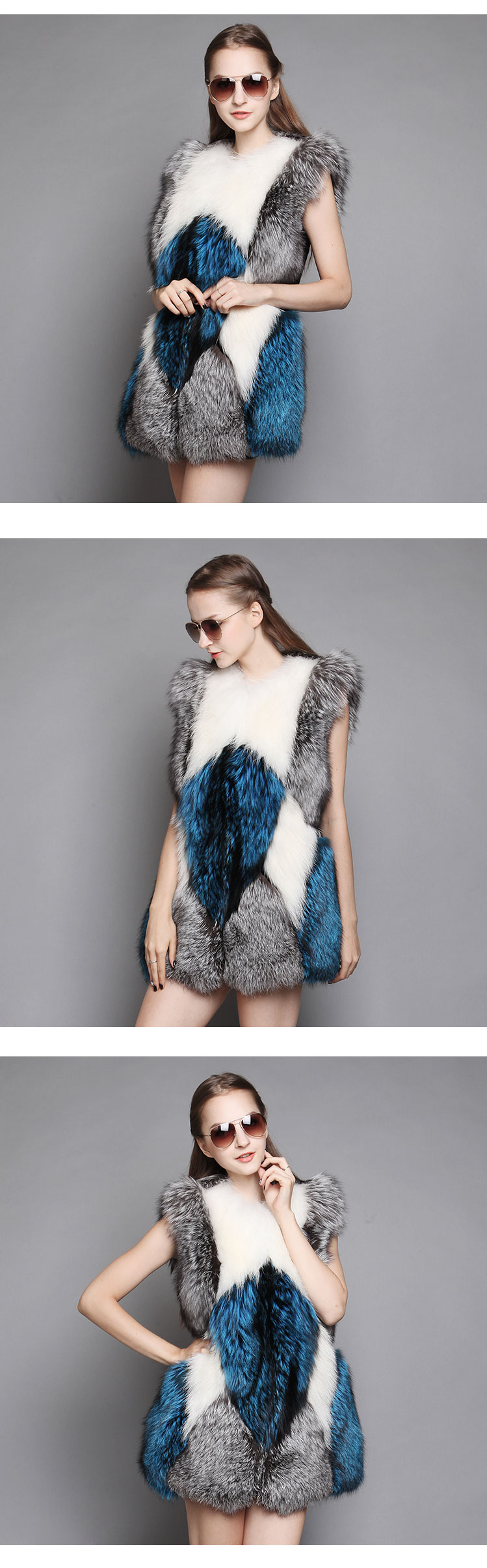 Multicolor Fox Fur Vest Waistcoat 624_7