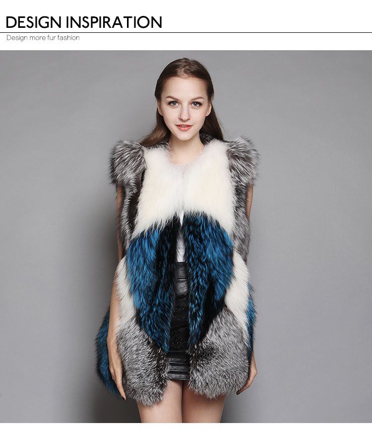 Multicolor Fox Fur Vest Waistcoat 624_1