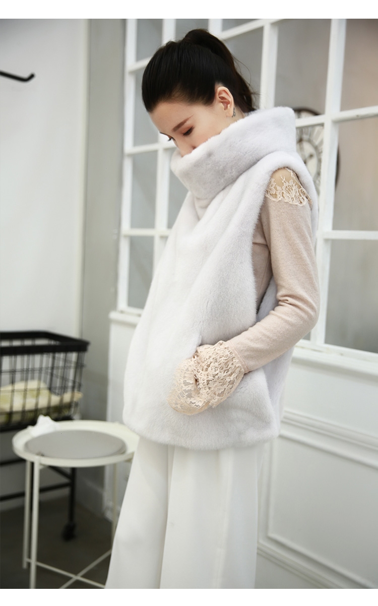 Funnel Collar Pullover Mink Fur Vest 0050-1