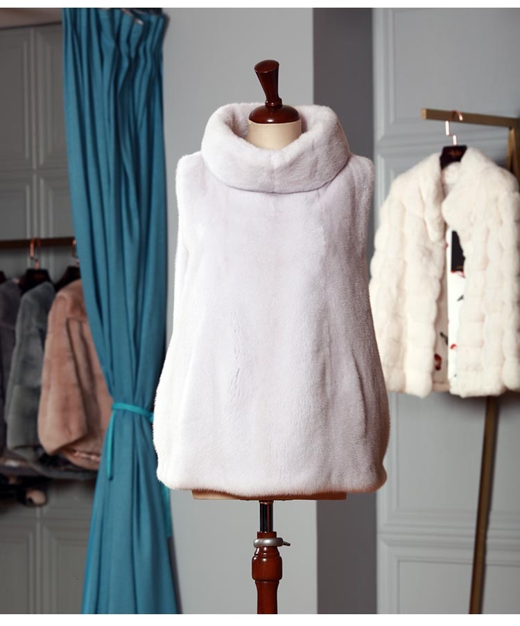 Funnel Collar Pullover Mink Fur Vest 0050-3