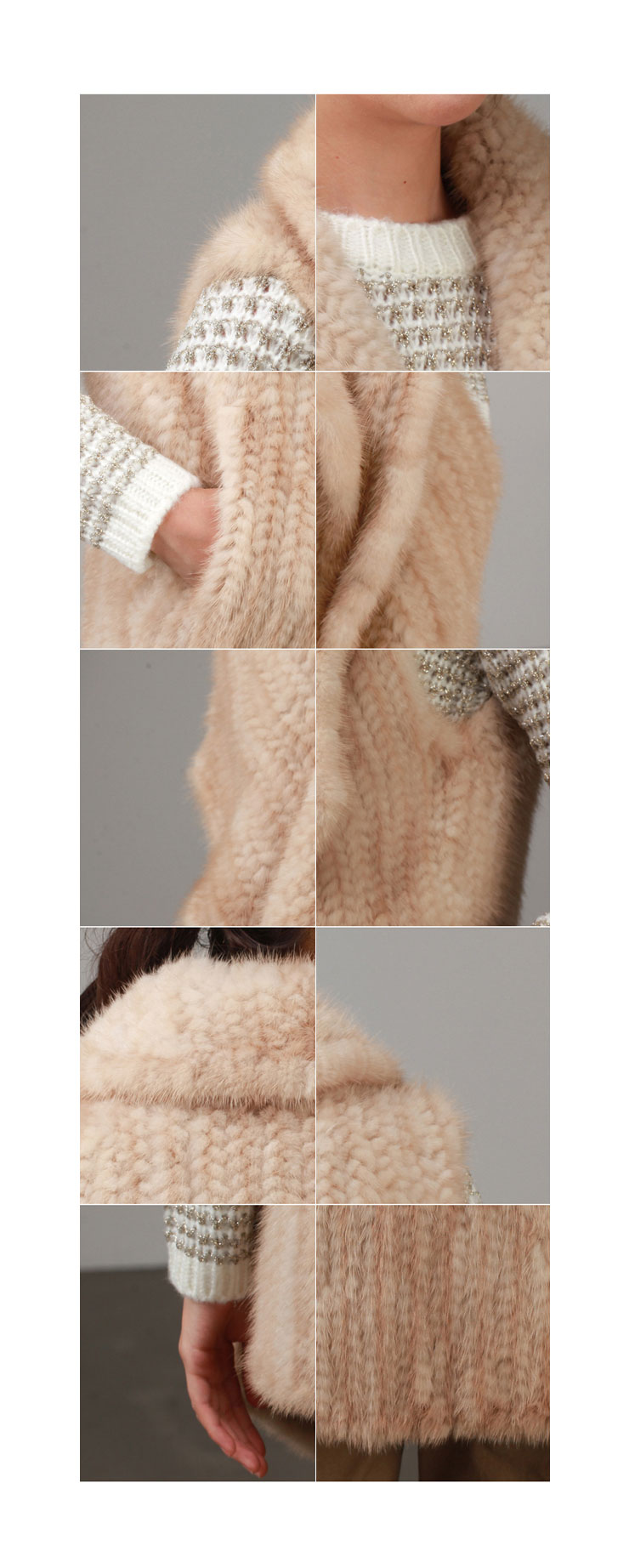 Knitted Mink Fur Vest 844 Details 3