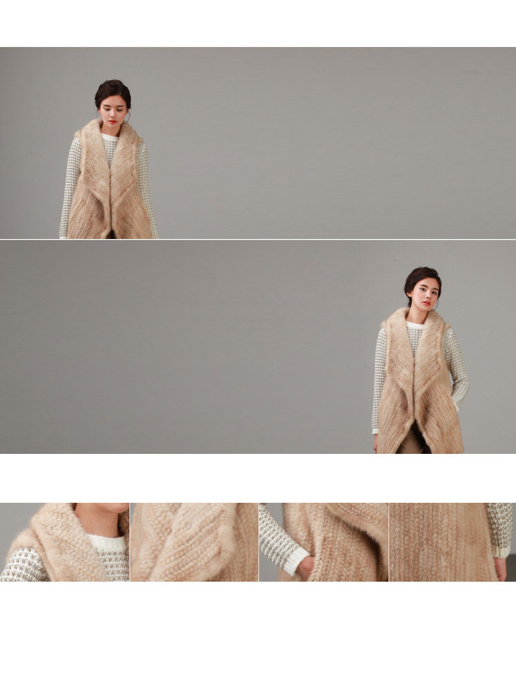 Knitted Mink Fur Vest 844 Details 1